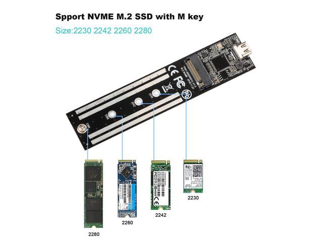J&D NVME SSD to USB C Gen 2 Enclosure M.2 NVME M Key SSD to USB 3.1 Type C Aluminum Converter Case Support 2230/2242/2260/2280 Samsung 960/970 EVO/PRO WD Black NVME SSD
