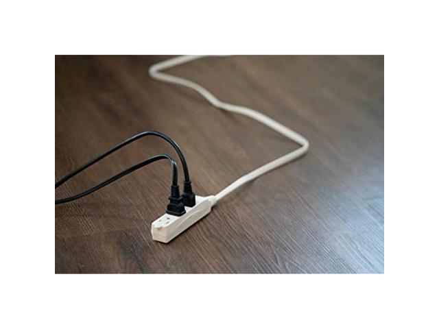 Woods SlimLine 2241 16/3 Flat Plug Indoor Extension Cord 8-Foot 3 Outlets  Right Angled Plug Space Saving Design UL Listed
