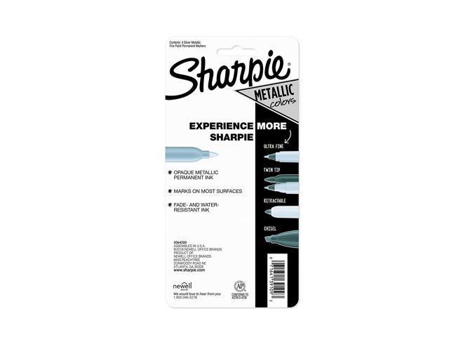 Sharpie 39109PP Metallic Permanent Markers, Fine Point, Silver, 4 Count