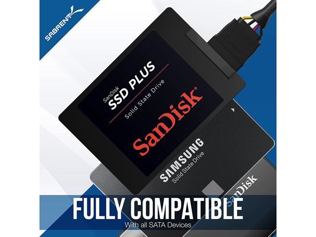 Sabrent SSD//SATA Hard Drive Connection Kit Data Molex 4 Pin to x2 15 Pin SATA Power Splitter Cable and x2 SATA Cables CB-SDSP