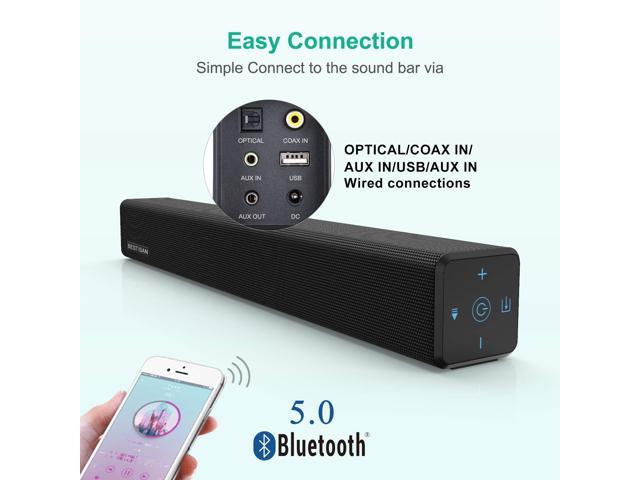 Bluetooth 5.0 Version, 2020 Model BYL 2.1 Channel SoundBar Subwoofer Wireless Bluetooth and Wired Home Theater Speakers for TV 120Watt Sound bar 