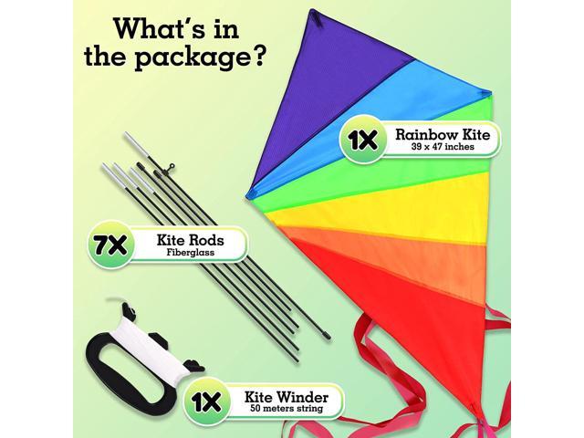 and s Details about   Diamond Kite for Toddlers Kids Large 47 Inch Rainbow Kite for Outdoor G 