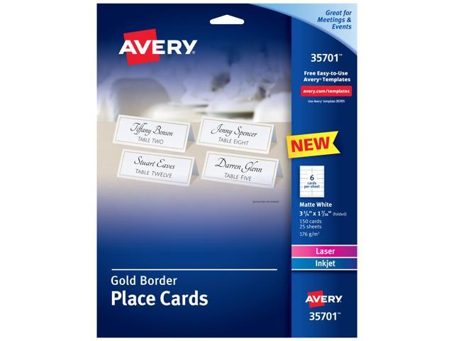 Photo 1 of ***FACTORY SEALED***
Avery Place Cards With Gold Border 1-7/16" x 3-3/4", 65 lbs. 150 Cards