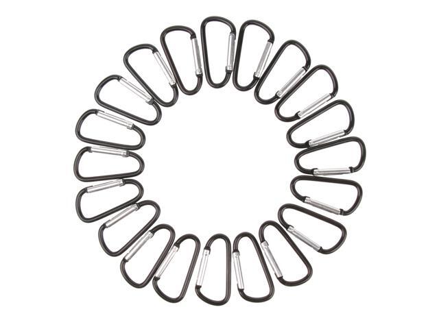 20Pcs Aluminum Carabiner D Shape Buckle Pack Keychain Clip Spring Black