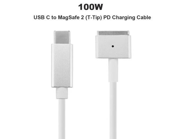 en lille Encyclopedia fortryde 100W USB C Type C to Magsafe 2 T-Tip Power Adapter PD Charger Cable for  Apple MacBook Pro 13inch 15in 17inch with Retina Display ((Mid 2012 &  After) A1398 A1424 MD506LL/A -