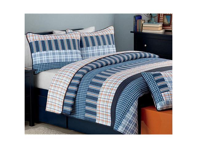 Eden Stripe Reversible Cotton Quilt Set Coverlet Bedspread 