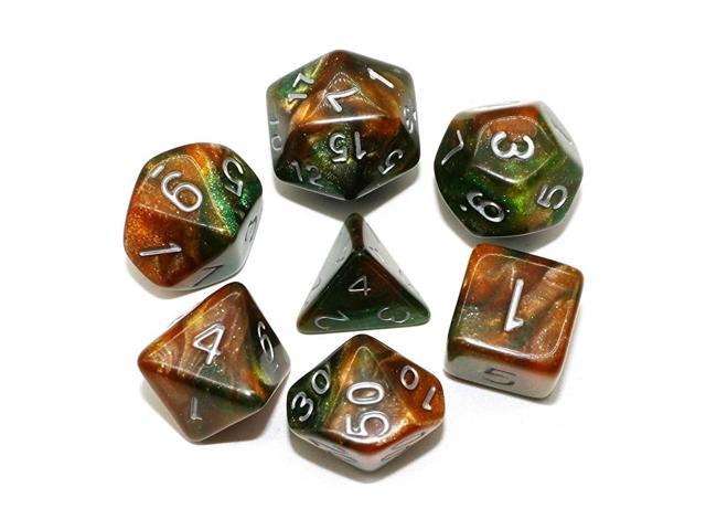 7Pcs Shiny Acrylic Polyhedral Dice DND RPG MTG Role Playing Game Bag 8