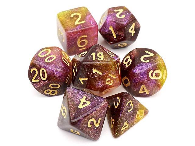 Glitter Dnd Dice Set 7pcs Purple Grey Yellow Polyhedral Dampd Dice For Ttrpg Dungeons And Dragons Newegg Com