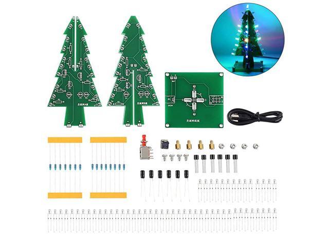 3 Colors 3D Christmas Tree LED Flash Circuit Board DIY Kit Holiday Ornament Gift 