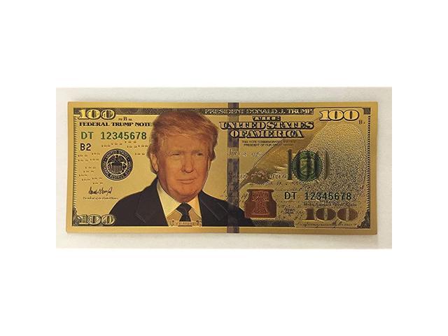 Donald Trump Authentic White Gold Plated Commemorative $100 Bank Note 