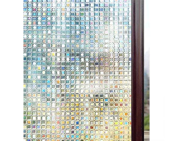 Mosai Static Cling Frosted Stained Glass Window Film Sticker Privacy Home Decor 