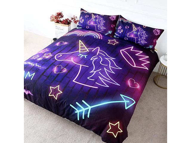Purple Unicorn Bedding Boys Neon, Purple Duvet Covers Full Size Uk