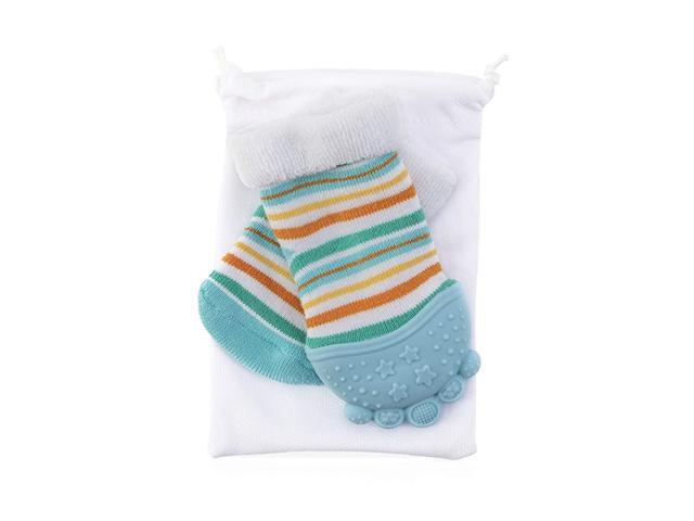 Nuby Soothing Teether Sock, Sky Blue Clouds 5" - Littlenest