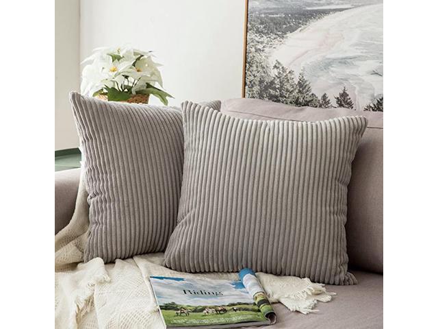 Pack of 2 Corduroy Soft Soild Decorative Square Throw Pillow Covers Set Cushion Cases Pillowcases for Sofa Bedroom Car 18 x 18 Inch 45 x 45 cm