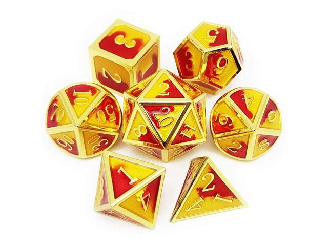 Metal Dnd Dice Set For D Amp D Dungeons And Dragons Ttrpg Gold Red Yello Newegg Com