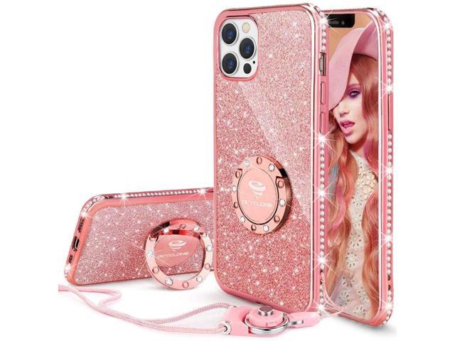 Ocyclone For Iphone 12 Pro Max Case Cute Glitter Sparkle Bling Diamond Rhinestone Bumper With Ring Kickstand Women Girls Soft Pink Protective Phone Case For Iphone 12 Pro Max 6 7 Inch Newegg Com