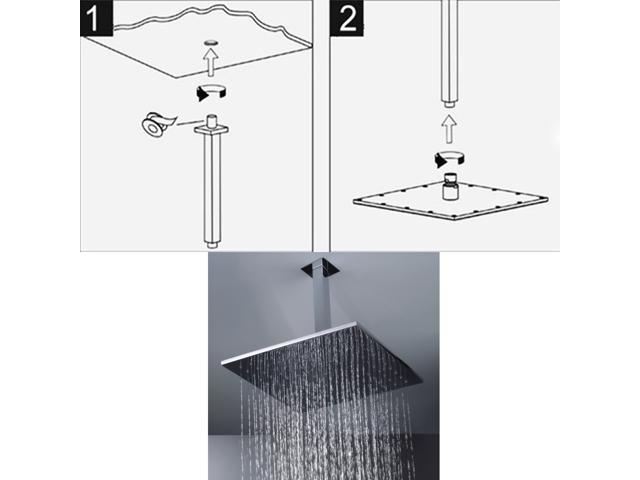 30cm Chrome Square Ceiling Extension Arm Wall Mounted For Bathroom Shower 
