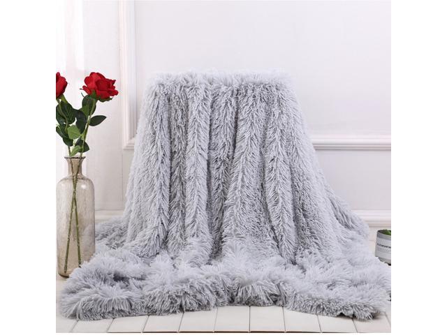 MECO Large Luxury Faux Fur Long Pile Throw Sofa Bed Soft Warm Blanket 