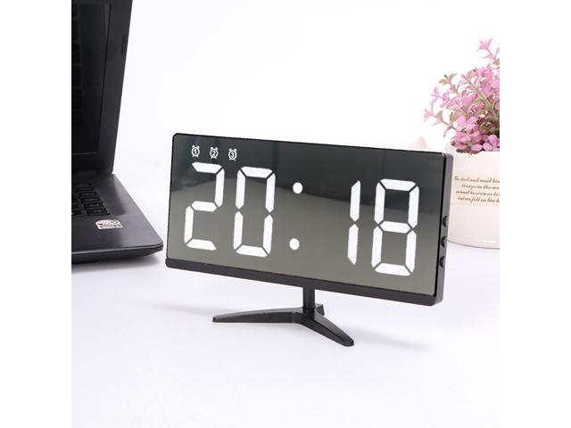 Wall 20 Large Digital LCD Clock Silver Alarme Date Temperature Office Home Desk 