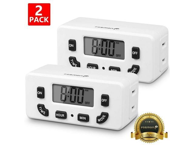 2x Digital LCD Clock Timer Outlet Plug In Switch Electric 24 Hour Programmable