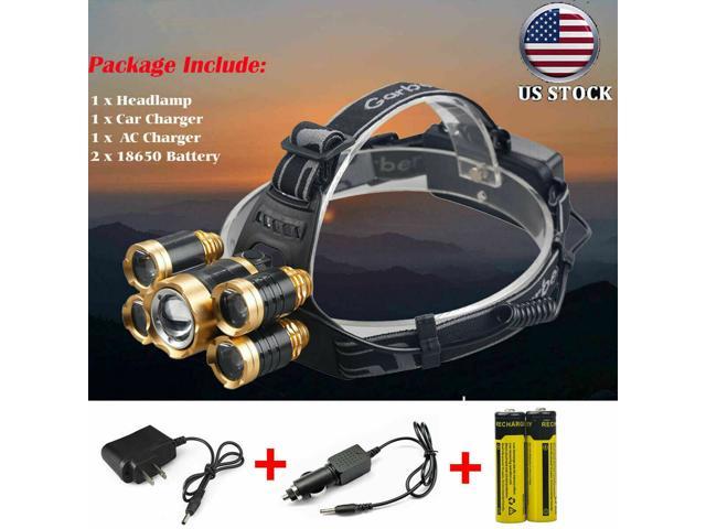 28000LM CREE XM-L T6 Zoomable Focus LED Headlight Head Lamp 2x18650+Charger USA 