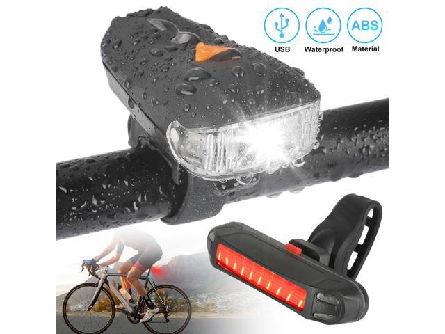 Rechargeable Bicycle Bike Headlight Rear Taillight Set USB LED Light Front Lamp
