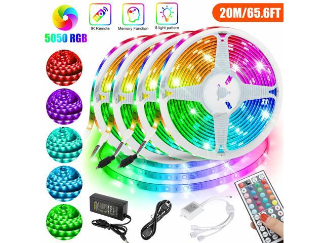 66FT Flexible 5050 RGB LED Strip Light Remote Fairy Light Room Party Waterproof 