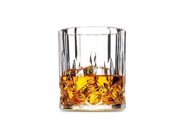 Crystal Whiskey Glasses Lowball Bar Glasses For Men by LANFULA 10 Oz Rocks Glass for Drinking Bourbon Whisky Cognac Vodka Tequila Rum Liquor Set of 4 Old Fashioned Cocktail Tumblers in Gift Box 