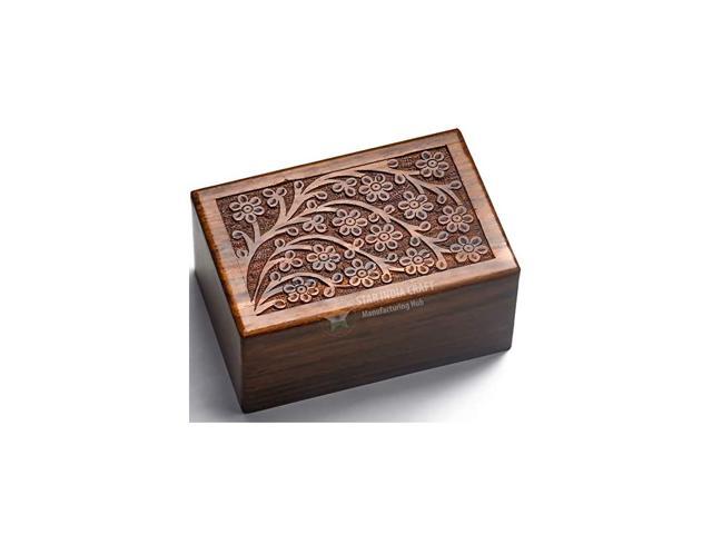 Handcrafted Tree of Life Engrcaving Wooden Urns Human Ashes Size 9" x 6" x 6" 
