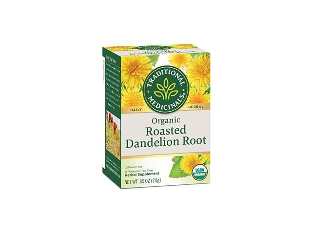 Organic Roasted Dandelion Root Herbal Leaf Tea, 16 Tea Bags (Pack of 6)