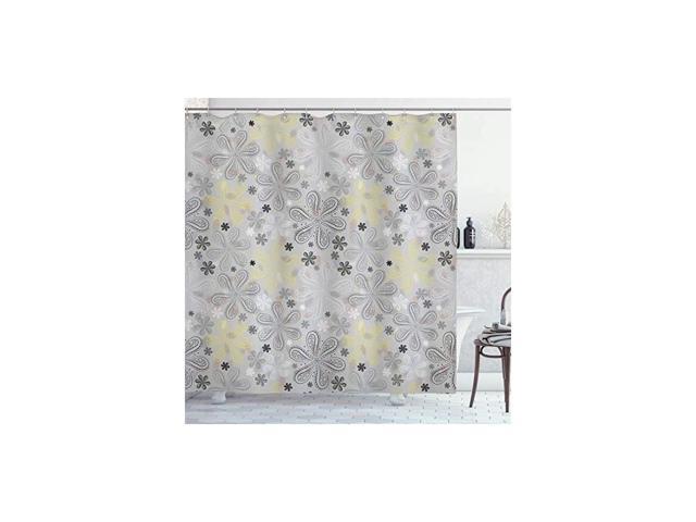 Grey And Yellow Shower Curtain Bohem Style Paisley Print Flowers Dots Art Image Cloth Fabric Bathroom Decor Set With Hooks 70 Long Pale Newegg Com Image Cloth Fabric Bathroom Decor, Yellow Print Shower Curtain