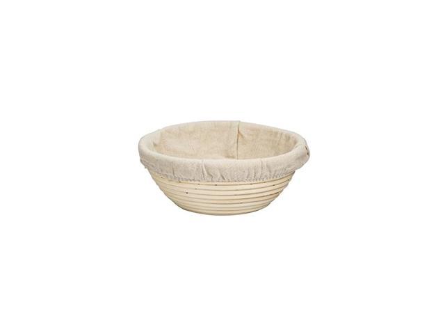 8.6 inch Round Banneton Brotform Bread Dough Proofing Rising Rattan Handmade Basket with Linen Liner Cloth - 22 x 8cm