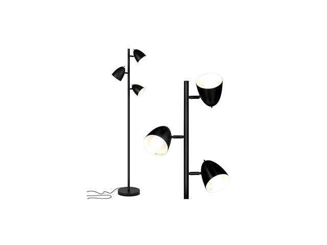 Jacob - LED Reading and Floor Lamp for Living Rooms and Bedrooms - Classy, Mid Century Modern Adjustable 3 Light Tree - Standing Tall Pole Lamp with 3 LED Bulbs - Classic Black