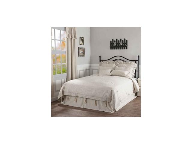 Ticking Stripe Duvet Cover, Beige Taupe & Off-White, King 92x108, Comforter Cover w/ Twill Ties, Soft Comfortable Bedroom Decor