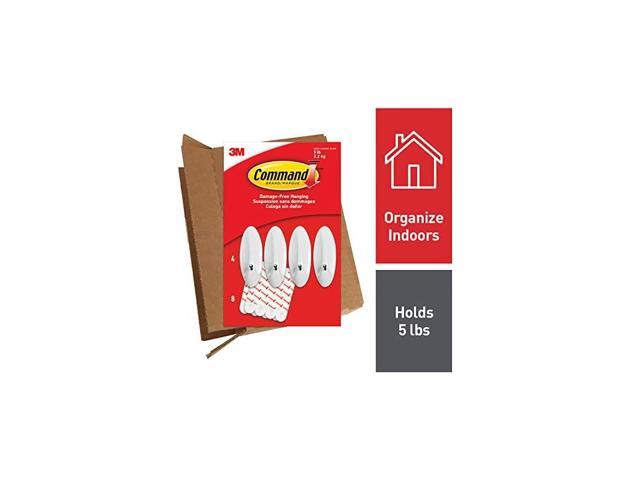 Large Wire Hooks, 4-Hooks, 8-Strips, Holds up to 5 lbs - Easy to Open Packaging