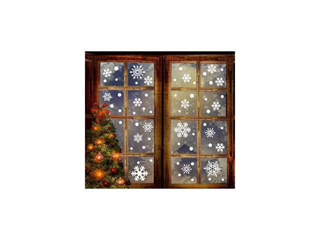 Gifort Christmas Window Stickers Snowflake Window Clings Decorations with White Baubles/Bells Winter Wonderland Xmas Party Stickers Decal Ornaments