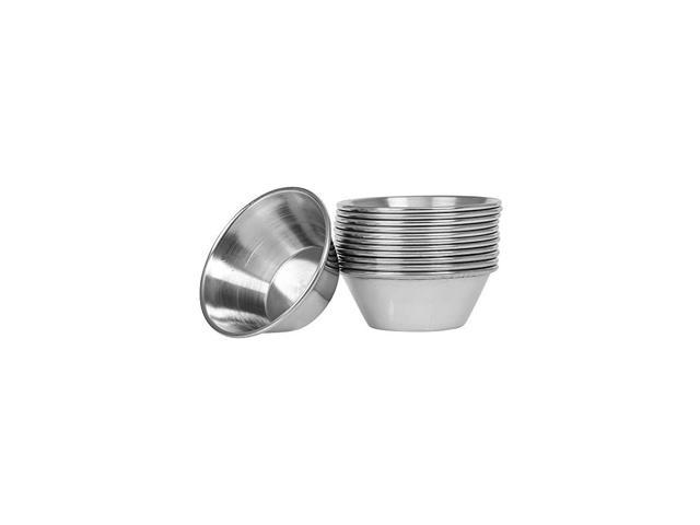 Tezzorio (12 Pack) Small Sauce Cups 1.5 oz, Commercial Grade Stainless Steel Dipping Sauce Cups, Individual Condiment Cups/Portion Cups/Ramekins