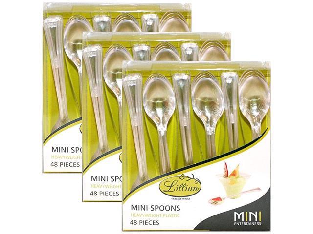 48 Mini Clear Plastic Spoons Lillian Appetizers Catering Banquets Parties Events 