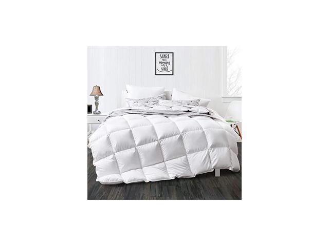 Luxurious Twin Size All Seasons Goose Down Comforter - Ultra-Soft Egyptian Cotton, 750+ Fill Power Lightweight Fluffy Middle Warmth Duvet Insert, Solid White