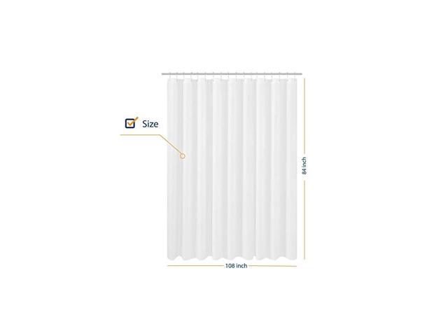 White Extra Wide Long Fabric Shower Curtain Liner 108 x 84 108"x84" 