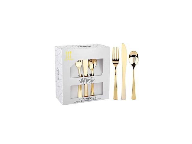 Knives Gold, 360 Pack and Spoons Plastic Cutlery Set with Forks 