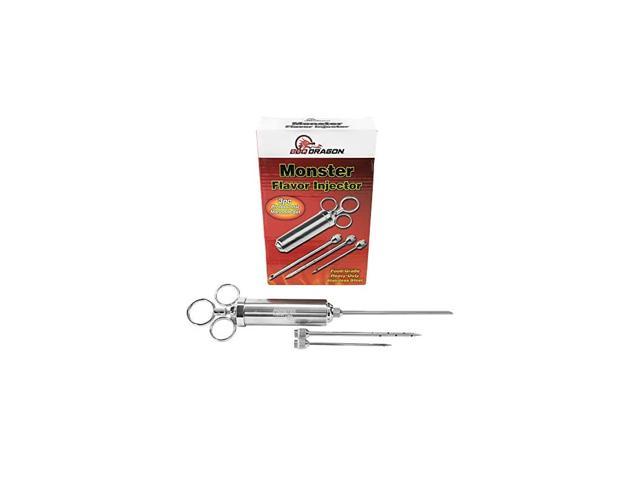 Stainless Steel Marinade Injector, Meat Injector/Syringe Kit, Seasoning Injecotr, BBQ Accessories, Adds Flavor to Turkey, Birds, and All Meats. 3 Needles and 4 Extra Silicone O Rings -