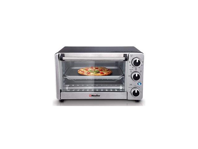 Toaster Oven 4 Slice, Multi-function Stainless Steel with Timer - Toast -  Bake - Broil Settings, Natural Convection - 1100 Watts of Power, Includes  Baking Pan and Rack by Mueller Austria : : Home