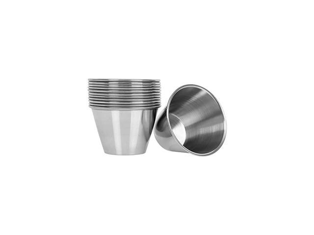 Stainless Steel Sauce Cups 2.5 oz Ramekins for Condiments Dipping Portions  (4) 