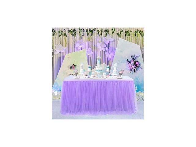 Purple Tulle Table Skirt Baby Shower, Table Cloths For Round Tables