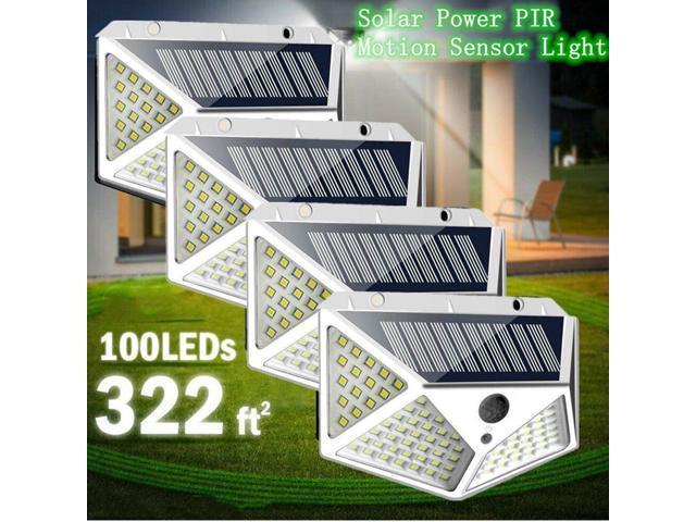 100 LEDs Solar Wall Light Outdoor Garden Yard Walkway Lamp Motion Sensor Bulbs 