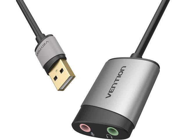 USB Sound Card, VENTION USB Audio Adapter Stereo External Sound Card with 3.5mm Headphone and Microphone Jack for Windows, MAC, Linux, PC,Laptop, Desktops,PS5