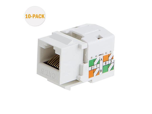 10Pack Cat6 RJ45 Keystone Jack Module Connector Network Coupler ...