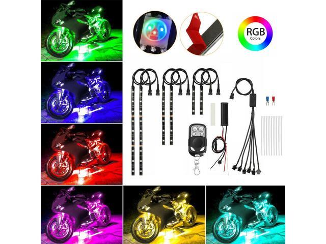 6pcs Motorcycle led lights Wireless Remote 18 color Neon Glow Light Strips Kit 