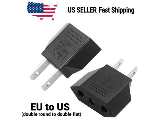 2 x US USA to EU Euro Europe Power Jack Wall Plug Converter Travel Adapter Black 
